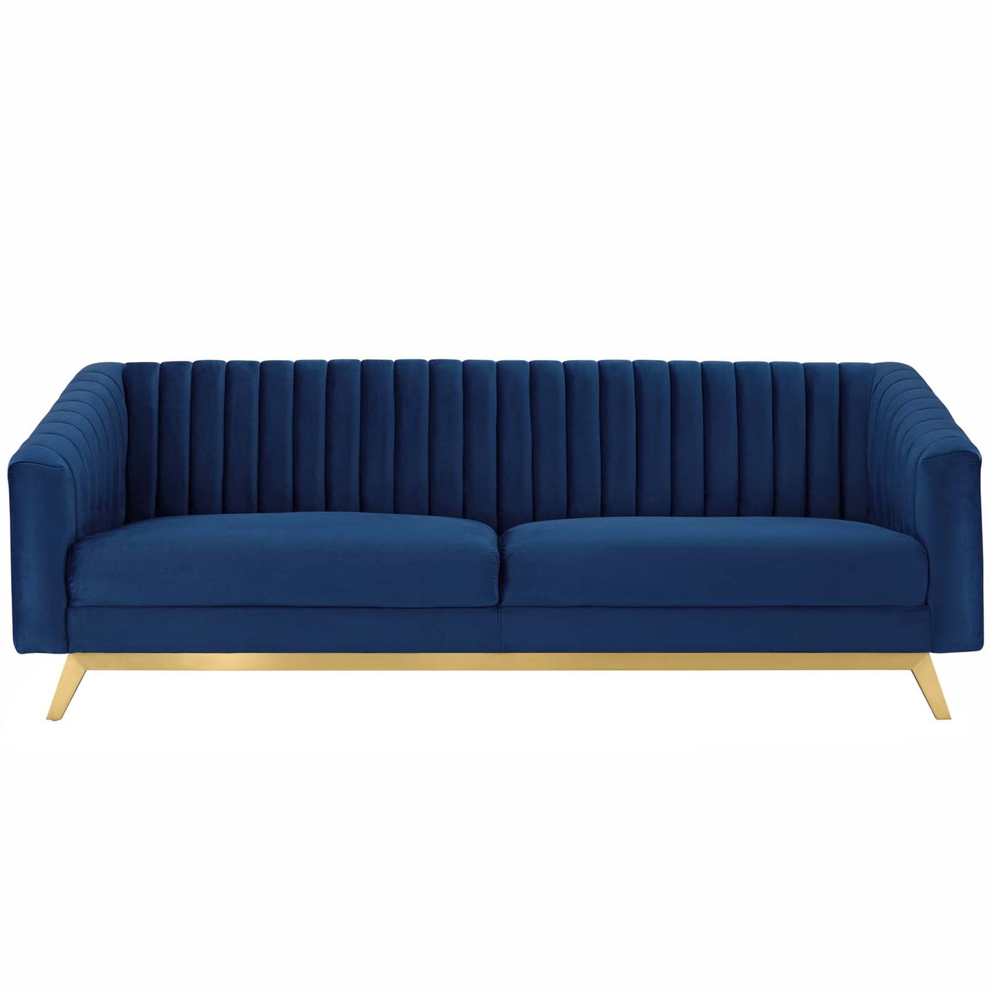 Modway Outlet Valiant Vertical Channel Tufted Performance Velvet Sofa by Modway  Living Room Furniture Navy - EEI-3403-NAV