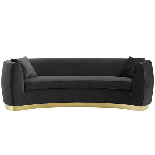 Modway - Resolute Curved Performance Velvet Sofa by Modway  Living Room Sofas and Armchairs Black - EEI-3408-BLK