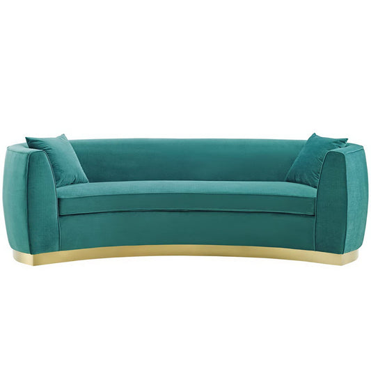 Modway - Resolute Curved Performance Velvet Sofa by Modway  Living Room Sofas and Armchairs Blue - EEI-3408-TEA