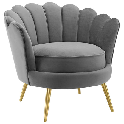 Modway Outlet Admire Scalloped Edge Performance Velvet Accent Armchair by Modway  Living Room Furniture Gray - EEI-3410-GRY