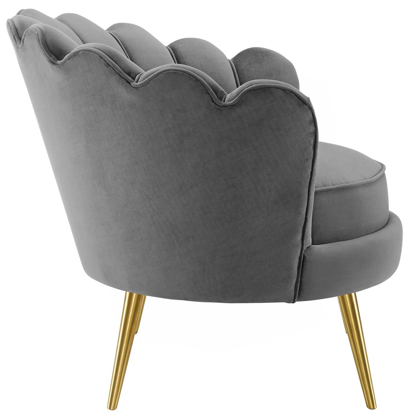 Modway Outlet Admire Scalloped Edge Performance Velvet Accent Armchair by Modway  Living Room Furniture Gray - EEI-3410-GRY
