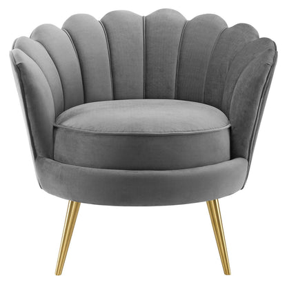 Modway Outlet Admire Scalloped Edge Performance Velvet Accent Armchair by Modway  Living Room Furniture Gray - EEI-3410-GRY