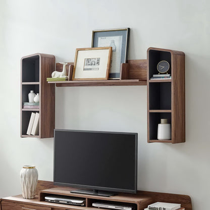 Modway Outlet Omnistand Wall Mounted Shelves by Modway  Living Room Furniture Walnut Gray - EEI-3438-WAL-GRY