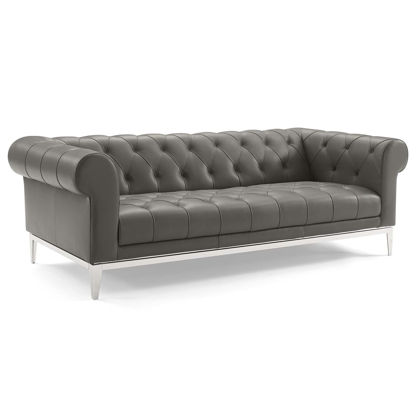 Modway Outlet Idyll Tufted Button Upholstered Leather Chesterfield Sofa by Modway  Living Room Furniture Gray - EEI-3441-GRY