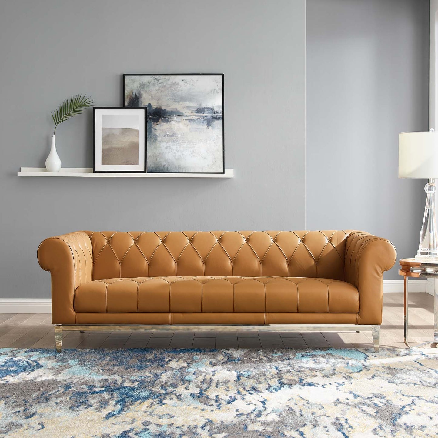 Modway Outlet Idyll Tufted Button Upholstered Leather Chesterfield Sofa by Modway  Living Room Furniture Tan - EEI-3441-TAN