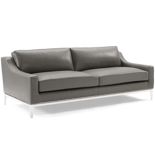 Modway Outlet Harness 83.5" Stainless Steel Base Leather Sofa by Modway  Living Room Furniture Gray - EEI-3444-GRY