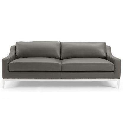 Modway Outlet Harness 83.5" Stainless Steel Base Leather Sofa by Modway  Living Room Furniture Gray - EEI-3444-GRY