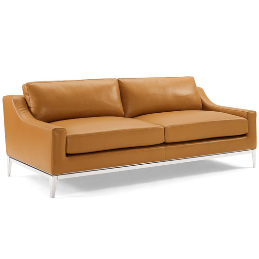 Modway Outlet Harness 83.5" Stainless Steel Base Leather Sofa by Modway  Living Room Furniture Tan - EEI-3444-TAN