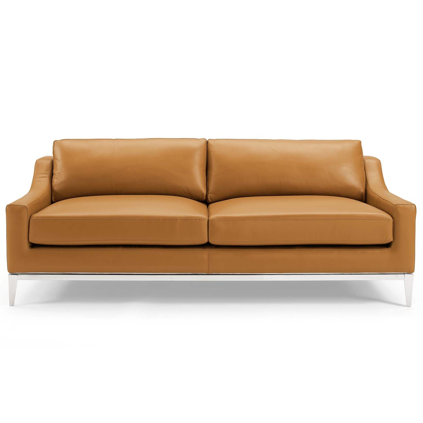 Modway Outlet Harness 83.5" Stainless Steel Base Leather Sofa by Modway  Living Room Furniture Tan - EEI-3444-TAN