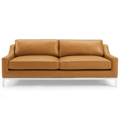 Modway Outlet Harness 83.5" Stainless Steel Base Leather Sofa by Modway  Living Room Furniture Tan - EEI-3444-TAN