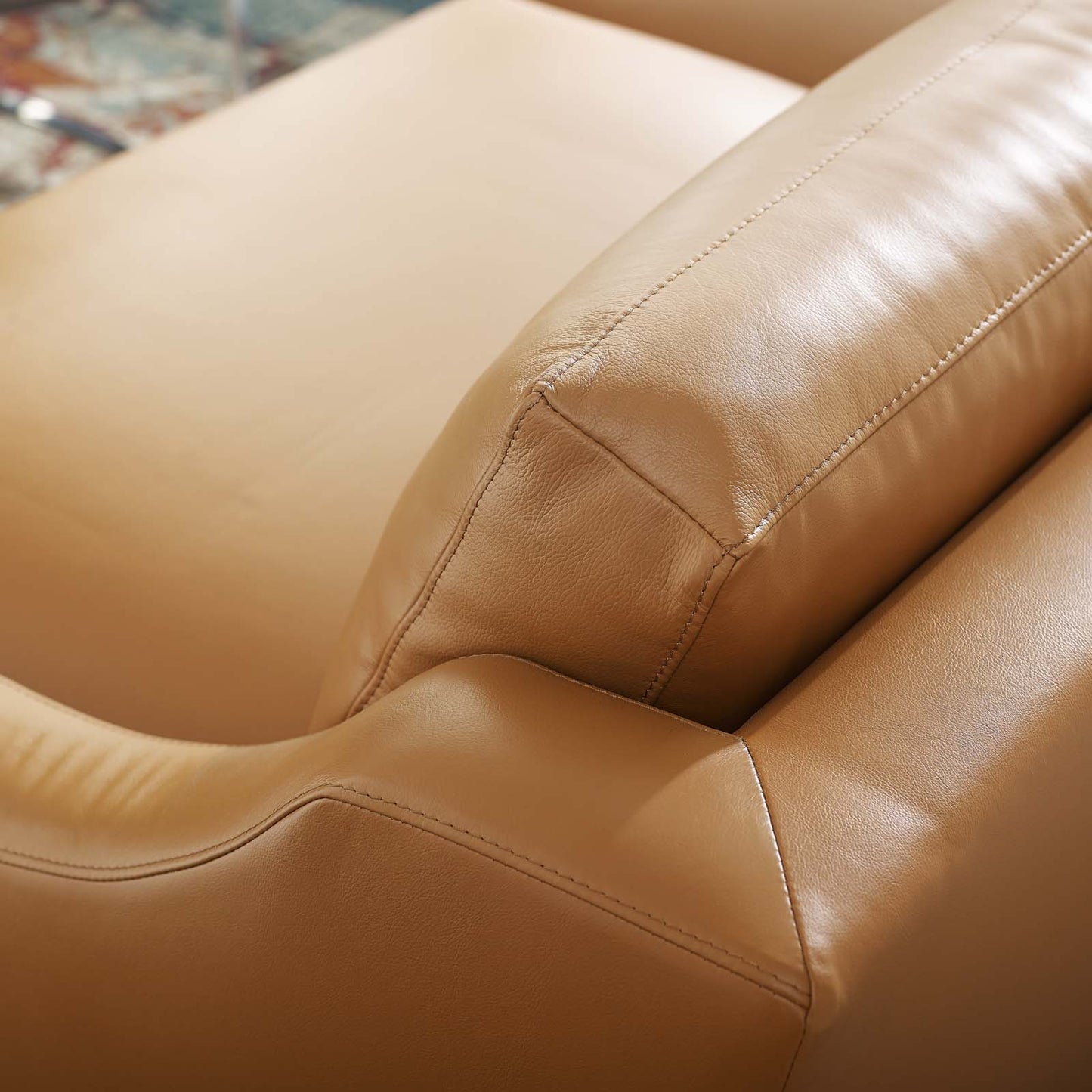 Modway Outlet Harness 83.5" Stainless Steel Base Leather Sofa by Modway  Living Room Furniture Tan - EEI-3444-TAN