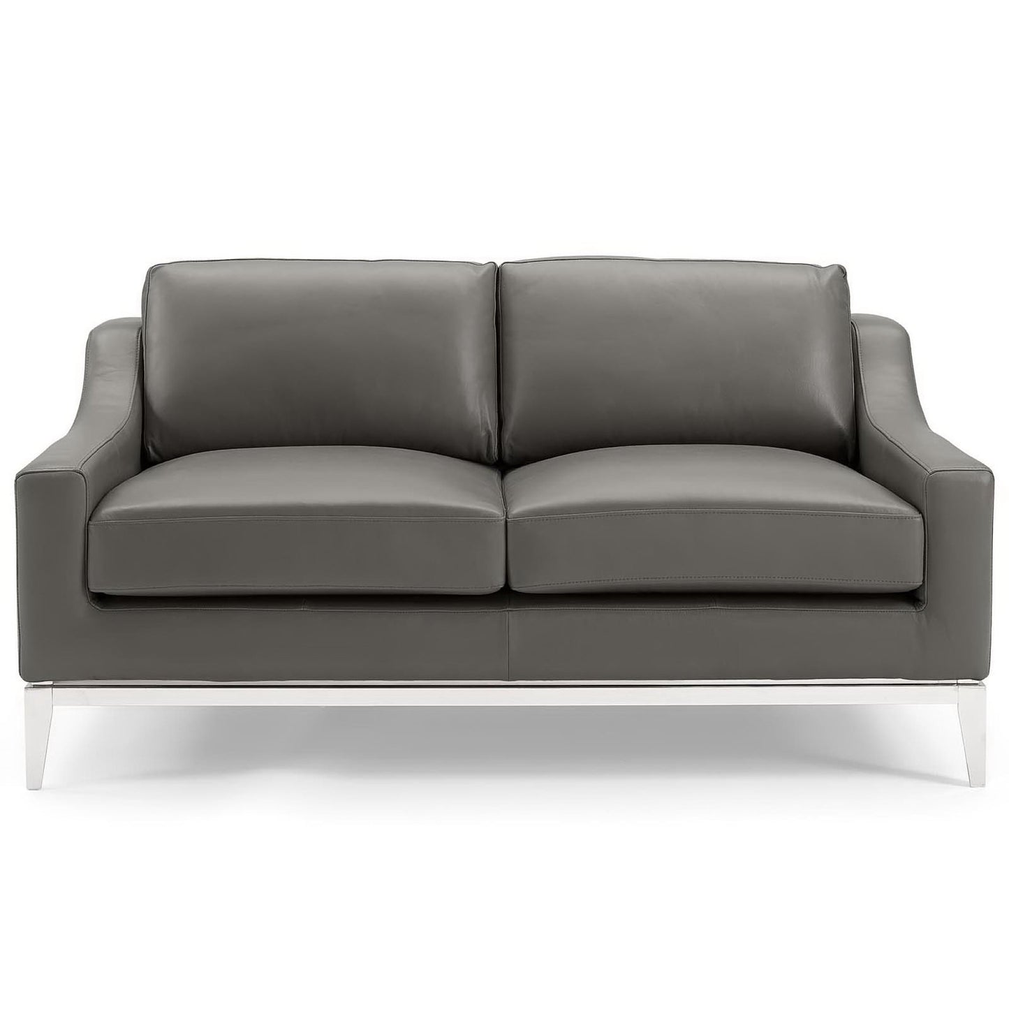 Modway Outlet Harness 64" Stainless Steel Base Leather Loveseat by Modway  Living Room Furniture Gray - EEI-3445-GRY