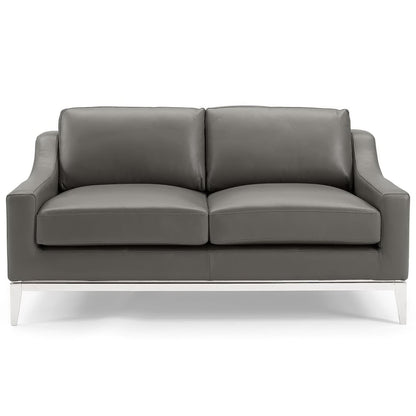 Modway Outlet Harness 64" Stainless Steel Base Leather Loveseat by Modway  Living Room Furniture Gray - EEI-3445-GRY