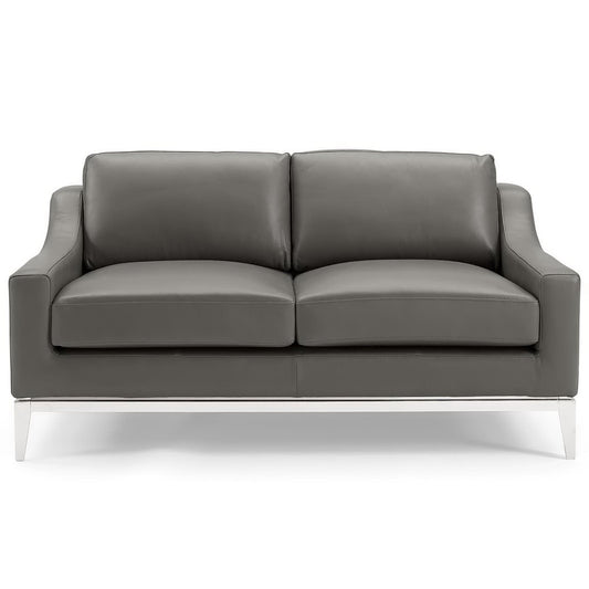 Modway Outlet Harness 64" Stainless Steel Base Leather Loveseat by Modway  Living Room Furniture Gray - EEI-3445-GRY
