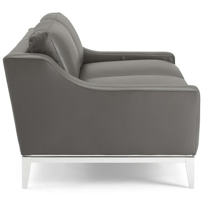 Modway Outlet Harness 64" Stainless Steel Base Leather Loveseat by Modway  Living Room Furniture Gray - EEI-3445-GRY