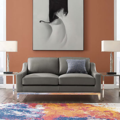 Modway Outlet Harness 64" Stainless Steel Base Leather Loveseat by Modway  Living Room Furniture Gray - EEI-3445-GRY