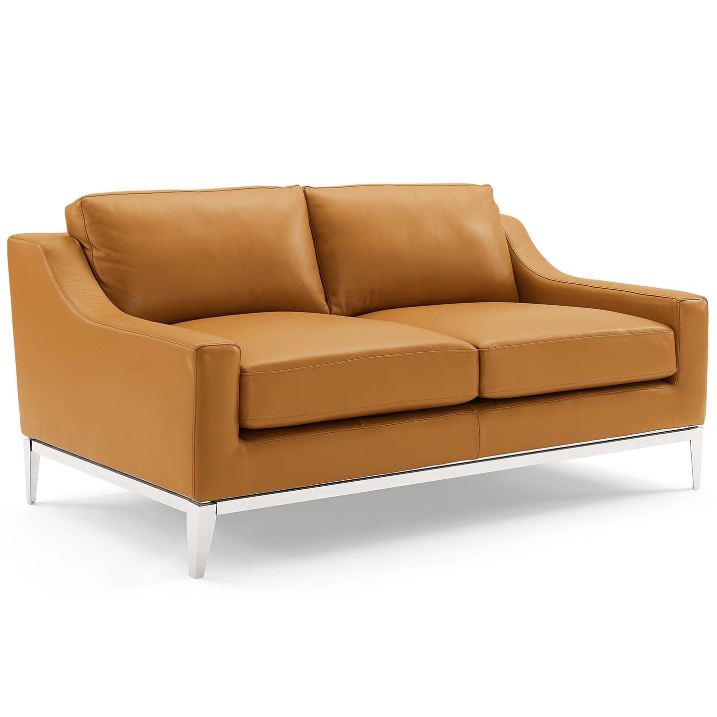 Modway Outlet Harness 64" Stainless Steel Base Leather Loveseat by Modway  Living Room Furniture Tan - EEI-3445-TAN
