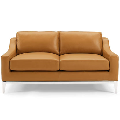 Modway Outlet Harness 64" Stainless Steel Base Leather Loveseat by Modway  Living Room Furniture Tan - EEI-3445-TAN