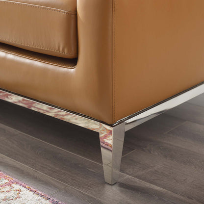 Modway Outlet Harness 64" Stainless Steel Base Leather Loveseat by Modway  Living Room Furniture Tan - EEI-3445-TAN