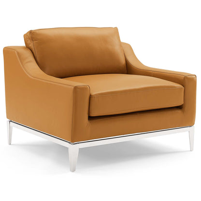 Modway Outlet Harness Stainless Steel Base Leather Armchair by Modway  Living Room Furniture Tan - EEI-3446-TAN