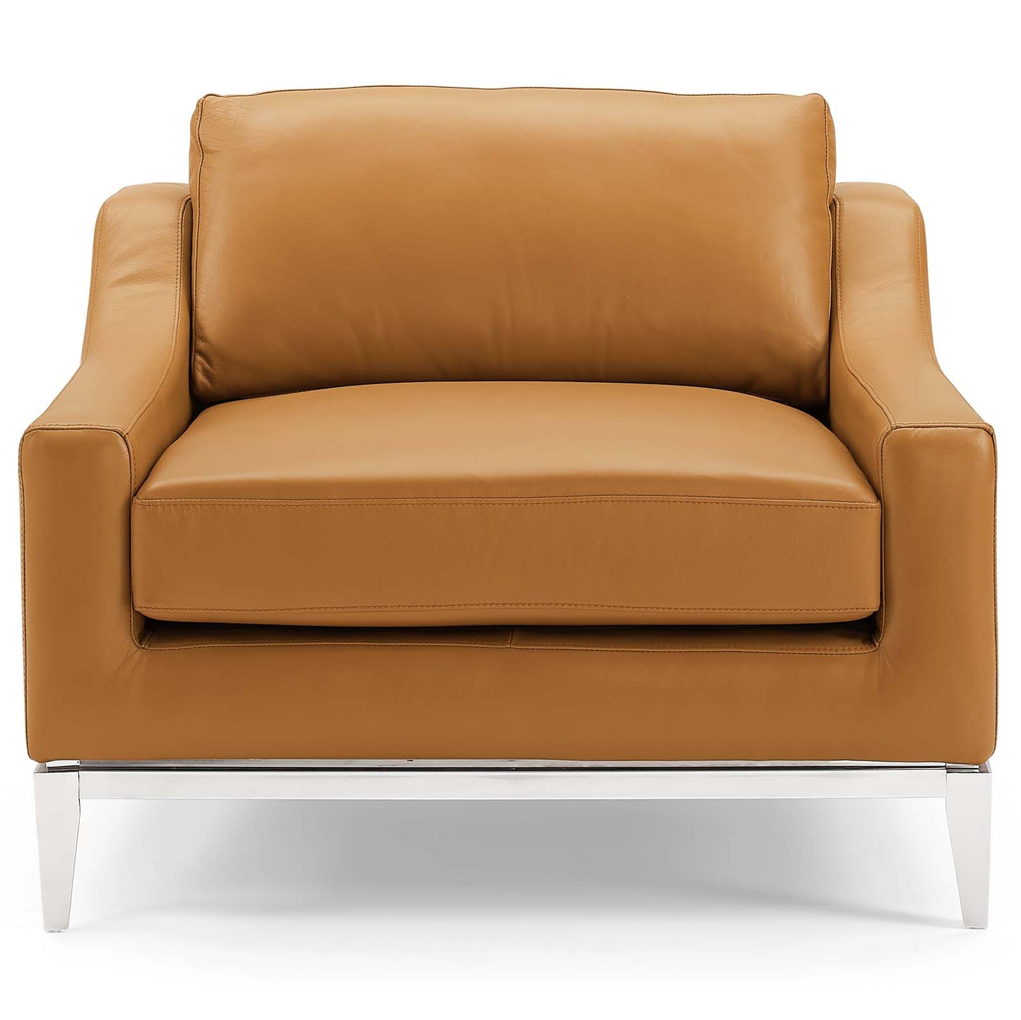 Modway Outlet Harness Stainless Steel Base Leather Armchair by Modway  Living Room Furniture Tan - EEI-3446-TAN