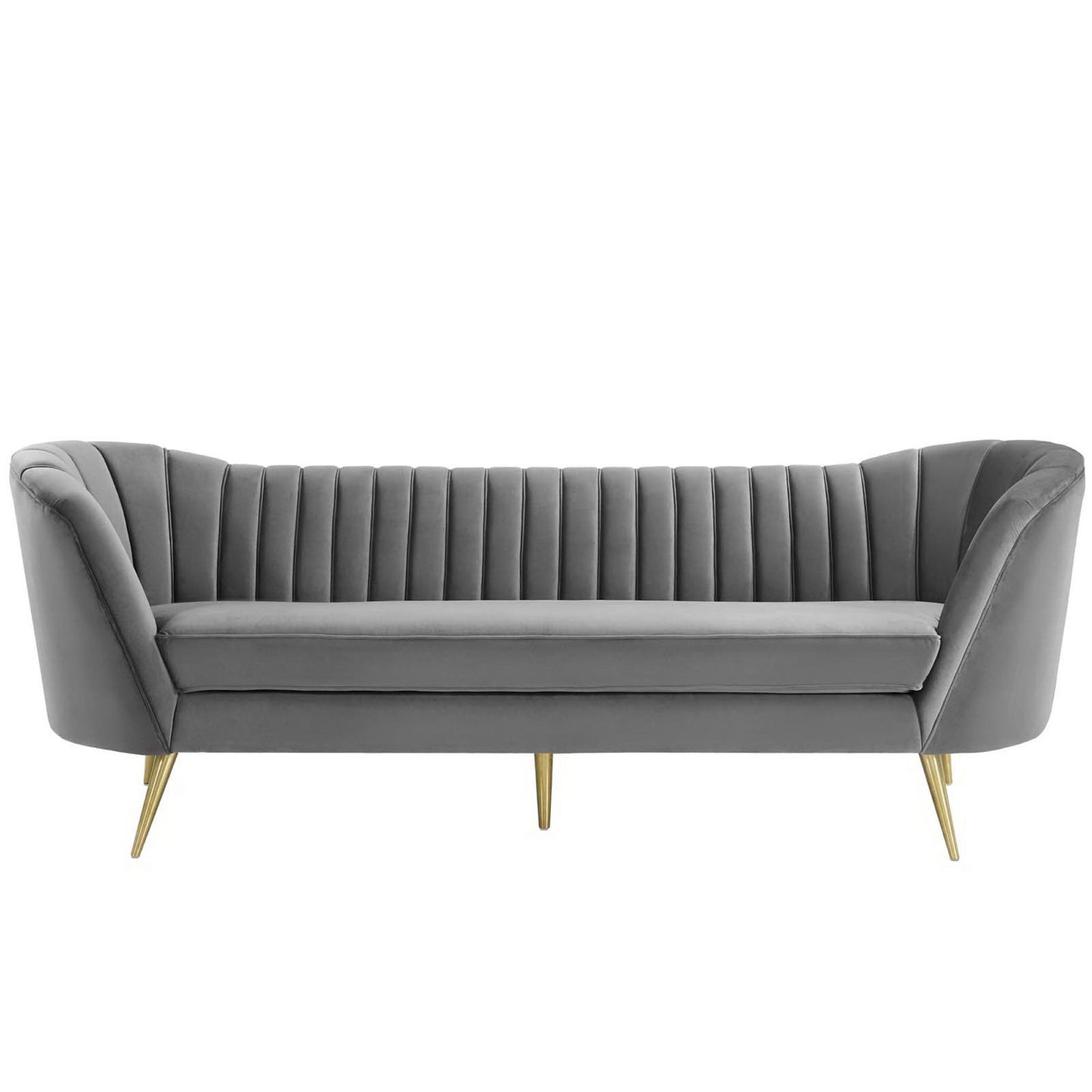 Modway Outlet Opportunity Vertical Channel Tufted Curved Performance Velvet Sofa by Modway  Living Room Furniture Gray - EEI-3453-GRY