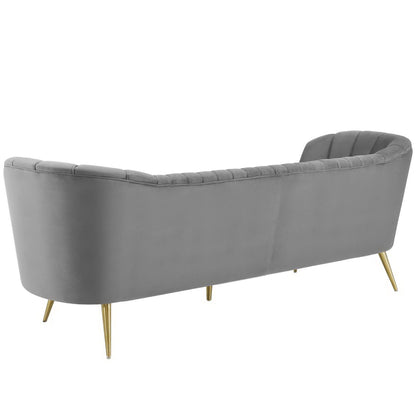 Modway Outlet Opportunity Vertical Channel Tufted Curved Performance Velvet Sofa by Modway  Living Room Furniture Gray - EEI-3453-GRY