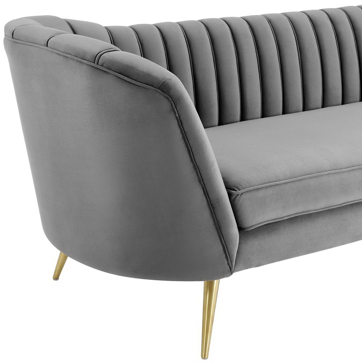 Modway Outlet Opportunity Vertical Channel Tufted Curved Performance Velvet Sofa by Modway  Living Room Furniture Gray - EEI-3453-GRY