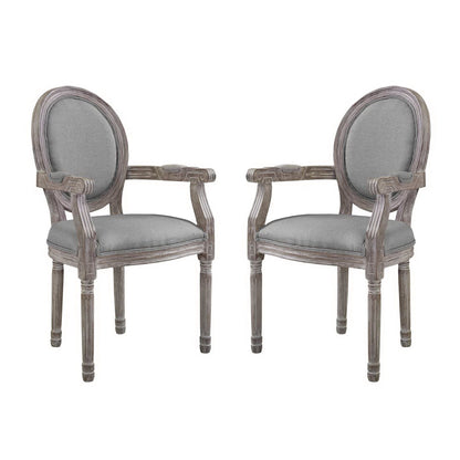 Modway Outlet Emanate Upholstered Fabric Dining Armchair Set of 2 by Modway  Bar and Dining Furniture Light Gray - EEI-3465-LGR