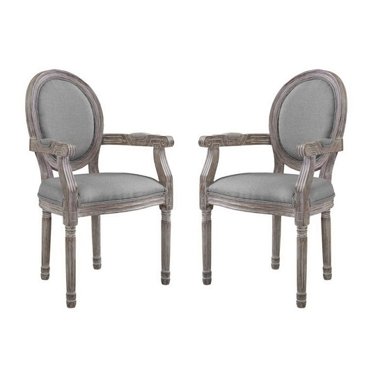 Modway Outlet Emanate Upholstered Fabric Dining Armchair Set of 2 by Modway  Bar and Dining Furniture Light Gray - EEI-3465-LGR