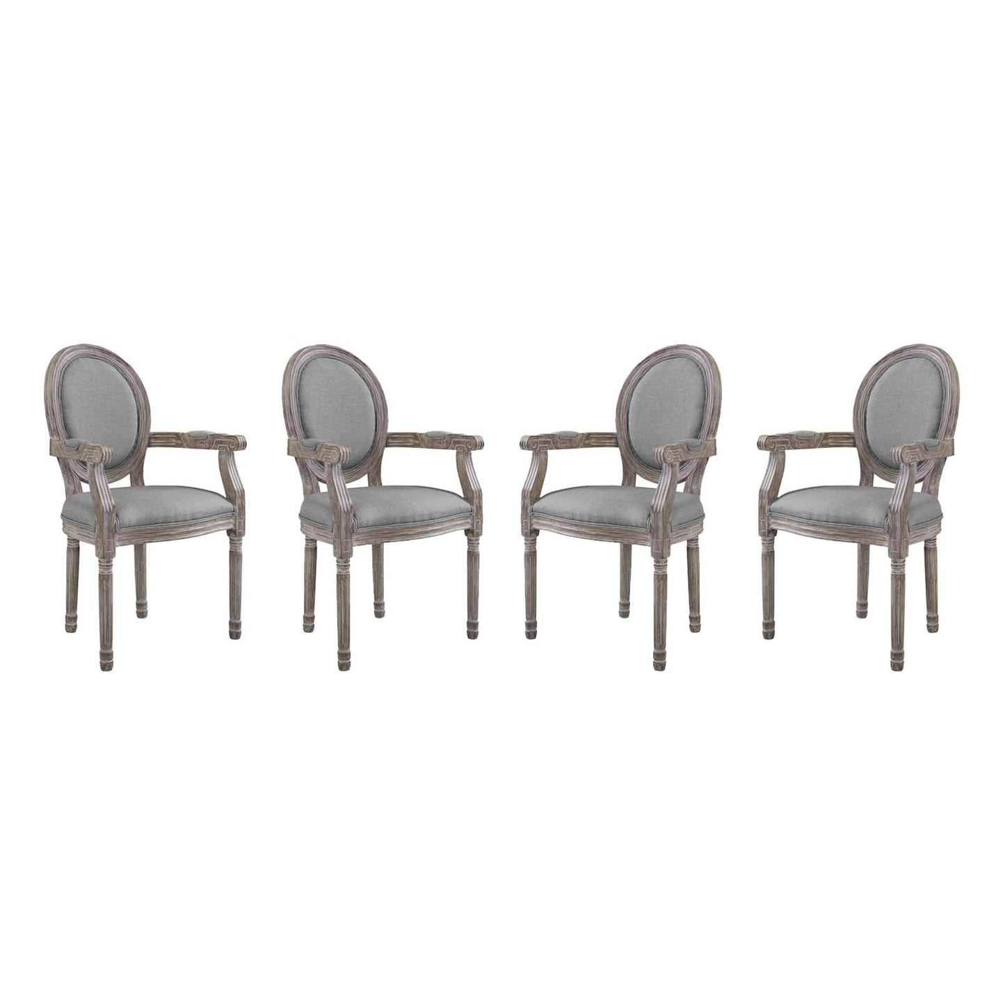 Modway Outlet Emanate Upholstered Fabric Dining Armchair Set of 4 by Modway  Bar and Dining Furniture Light Gray - EEI-3466-LGR