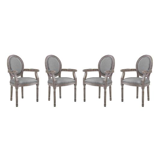 Modway Outlet Emanate Upholstered Fabric Dining Armchair Set of 4 by Modway  Bar and Dining Furniture Light Gray - EEI-3466-LGR