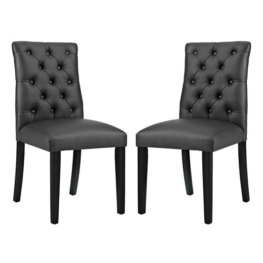 Modway Outlet Duchess Vinyl Dining Chair Set of 2 by Modway  Bar and Dining Furniture Black - EEI-3472-BLK