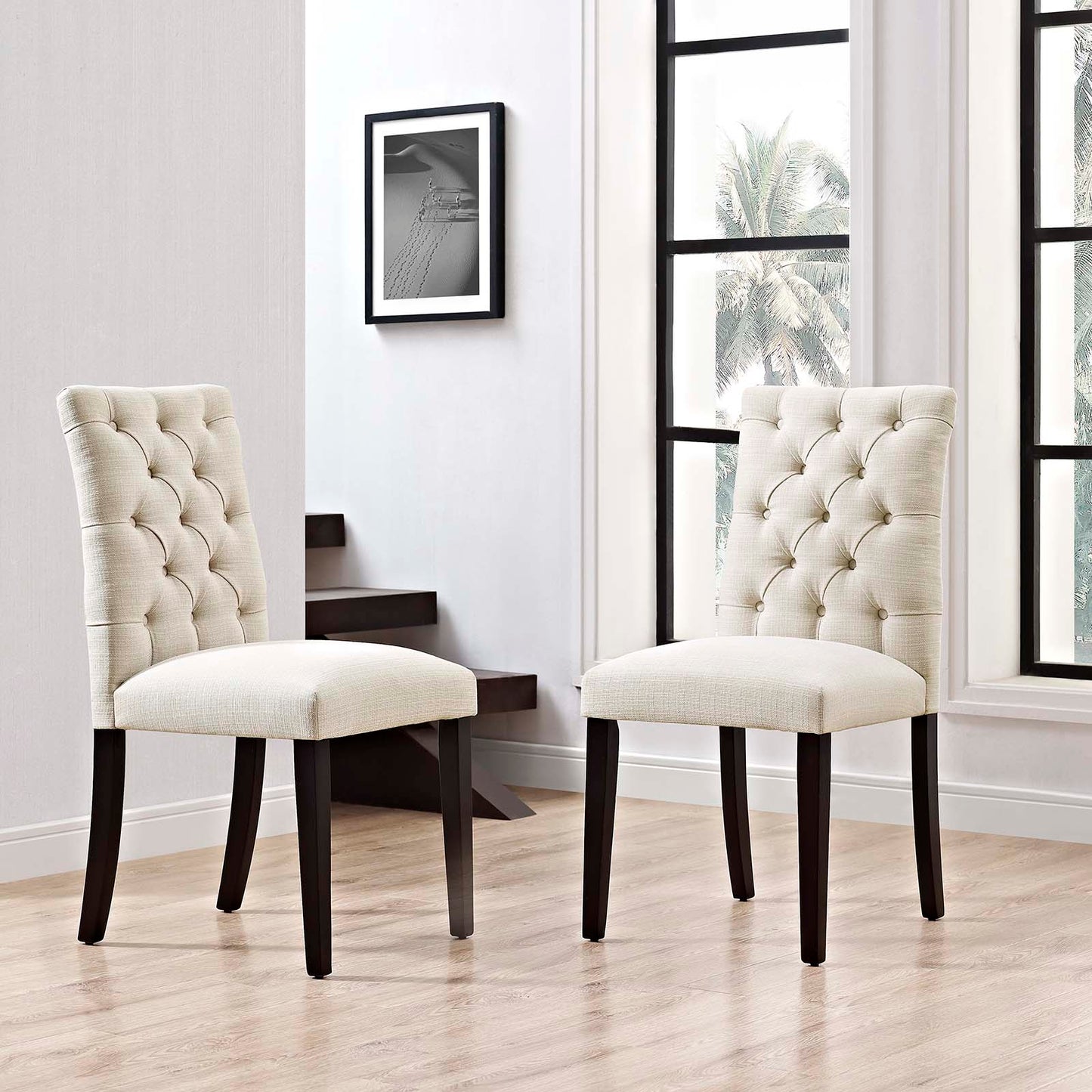 Modway Outlet Duchess Fabric Dining Chair Set of 2 by Modway  Bar and Dining Furniture Beige - EEI-3474-BEI
