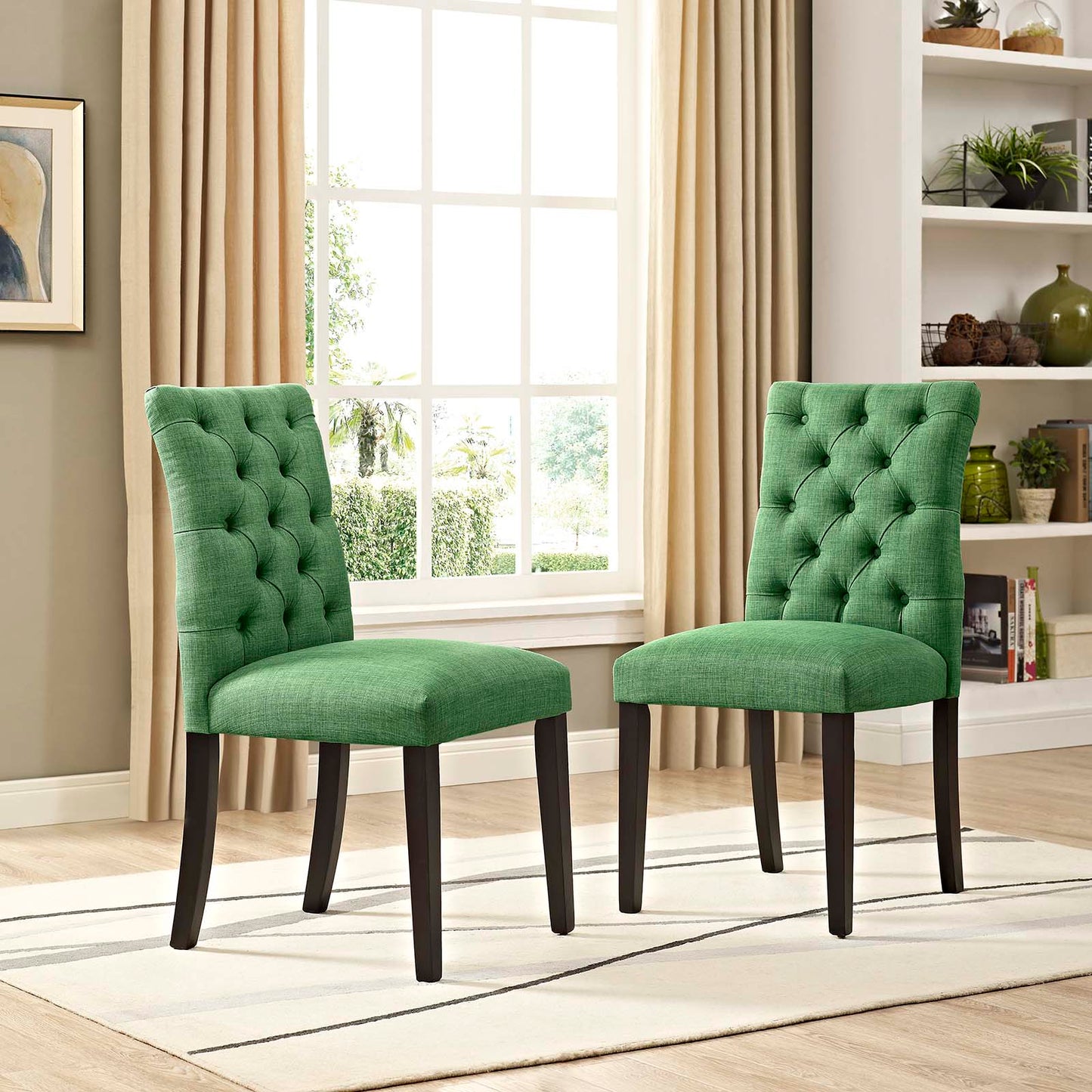 Modway Outlet Duchess Fabric Dining Chair Set of 2 by Modway  Bar and Dining Furniture Green - EEI-3474-GRN