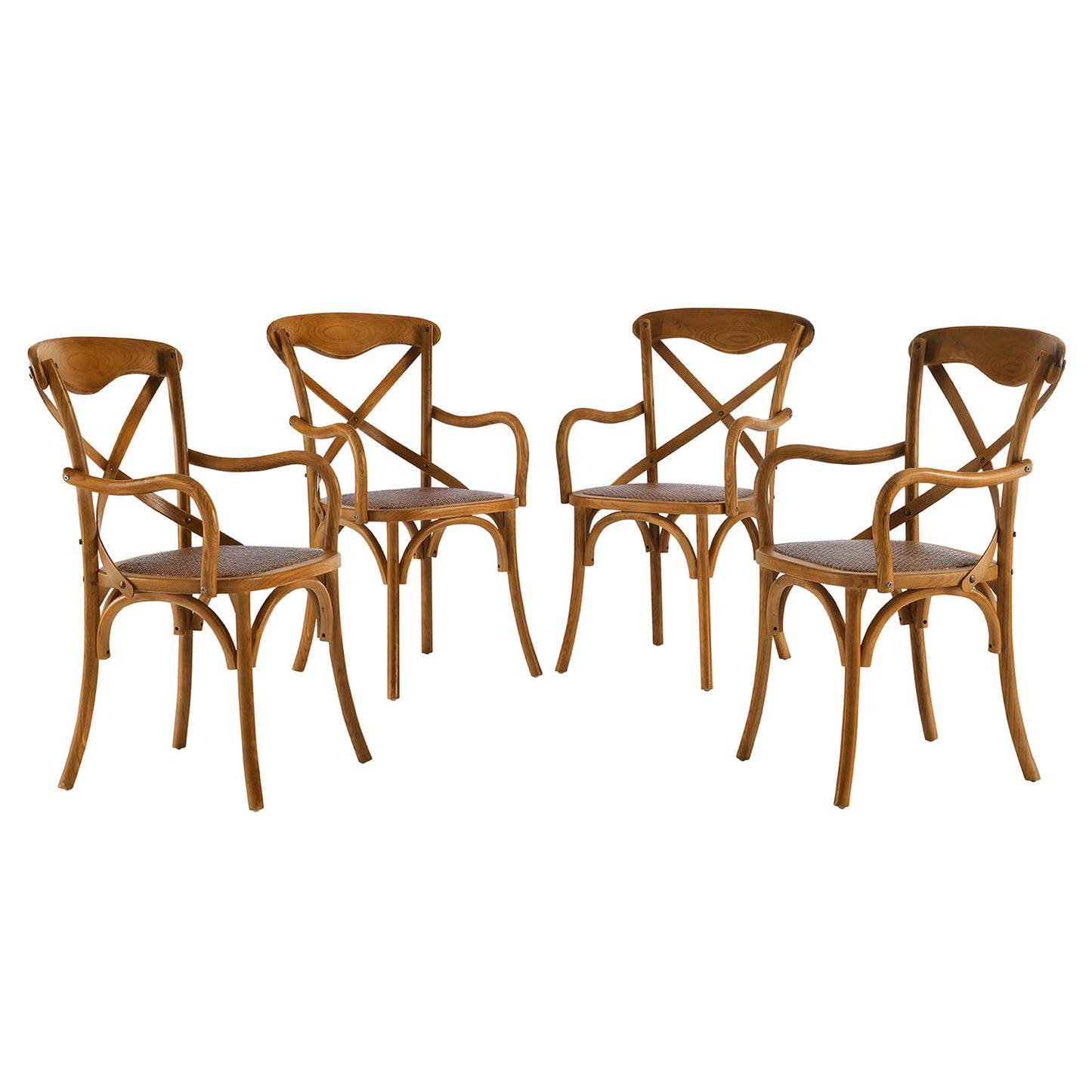 Modway - Gear Dining Armchair Set of 4 by Modway  Bar and Dining Dining Chairs Brown - EEI-3480-WAL