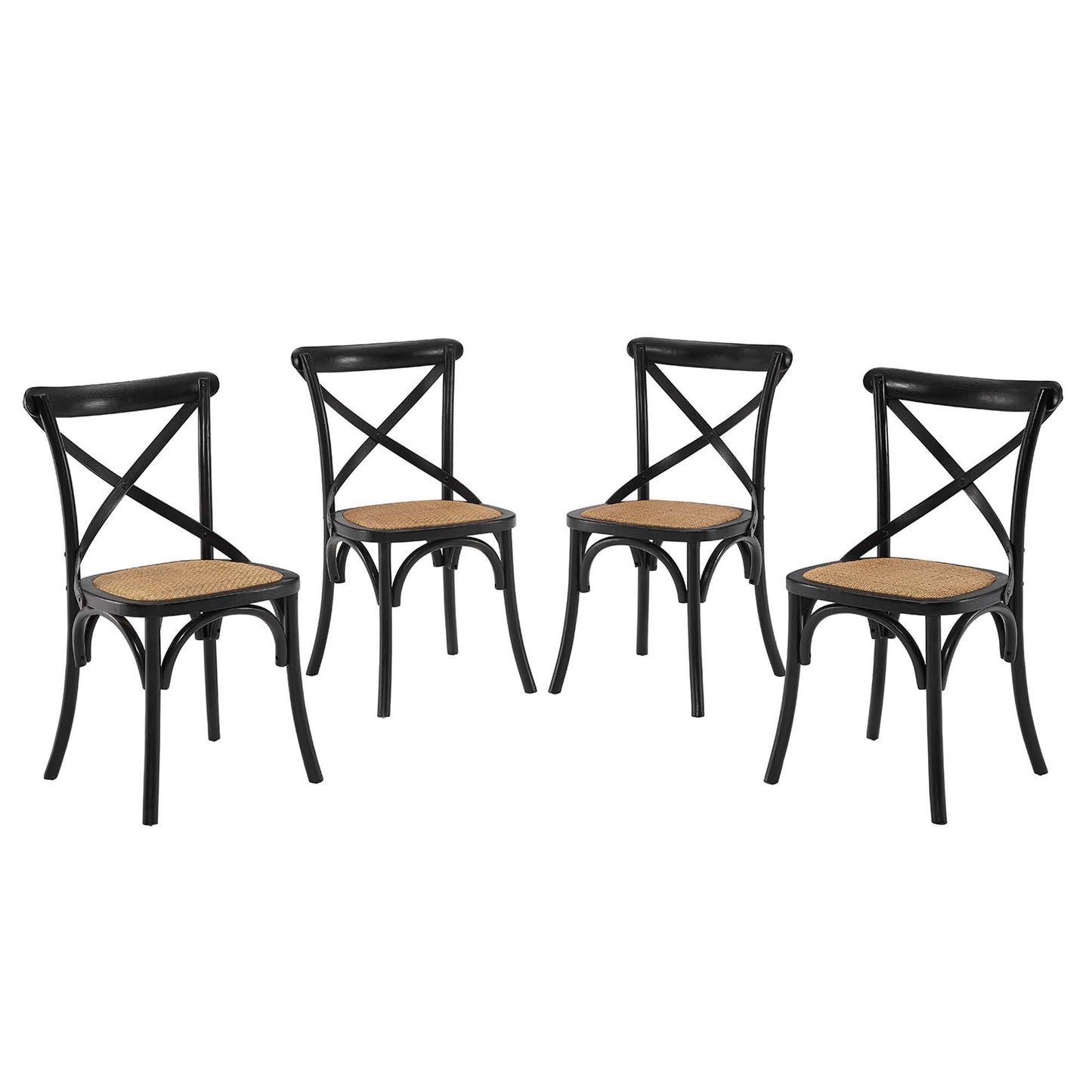Modway - Gear Dining Side Chair Set of 4 by Modway  Bar and Dining Dining Chairs Black - EEI-3482-BLK