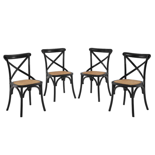 Modway - Gear Dining Side Chair Set of 4 by Modway  Bar and Dining Dining Chairs Black - EEI-3482-BLK