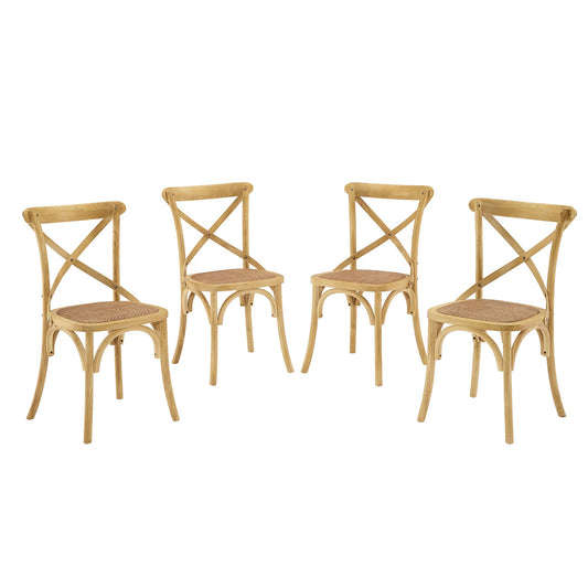 Modway - Gear Dining Side Chair Set of 4 by Modway  Bar and Dining Dining Chairs Brown - EEI-3482-NAT