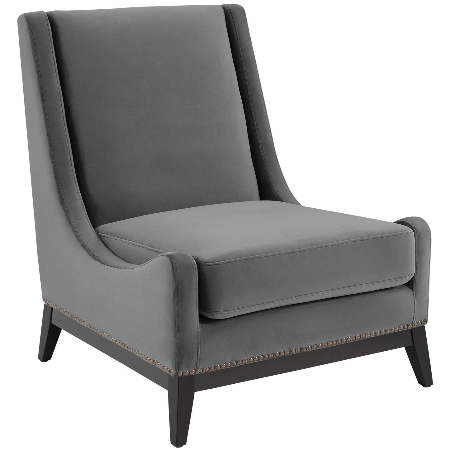 Modway Outlet Confident Accent Upholstered Performance Velvet Lounge Chair by Modway  Living Room Furniture Gray - EEI-3488-GRY