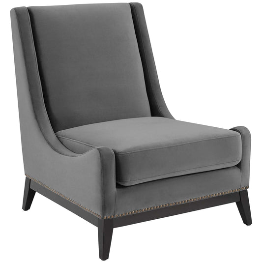 Modway Outlet Confident Accent Upholstered Performance Velvet Lounge Chair by Modway  Living Room Furniture Gray - EEI-3488-GRY