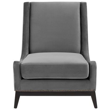 Modway Outlet Confident Accent Upholstered Performance Velvet Lounge Chair by Modway  Living Room Furniture Gray - EEI-3488-GRY