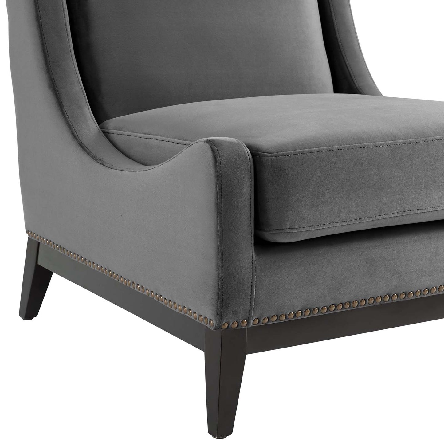 Modway Outlet Confident Accent Upholstered Performance Velvet Lounge Chair by Modway  Living Room Furniture Gray - EEI-3488-GRY