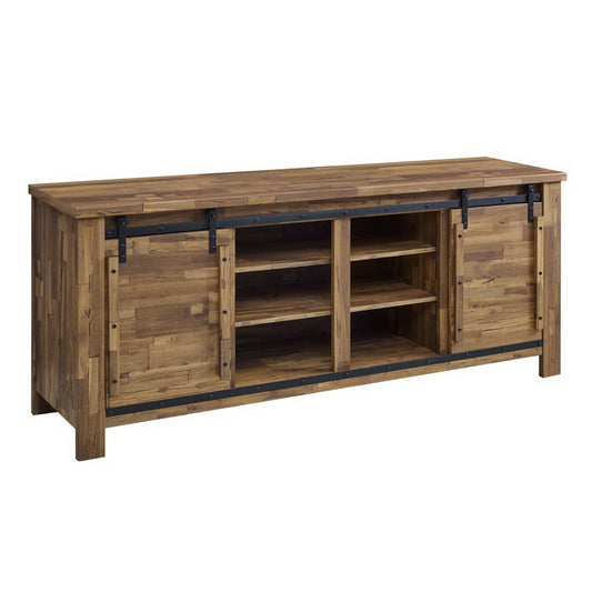 Modway Outlet Cheshire 71" Rustic Sliding Door TV Stand by Modway  Living Room Furniture Walnut - EEI-3489-WAL
