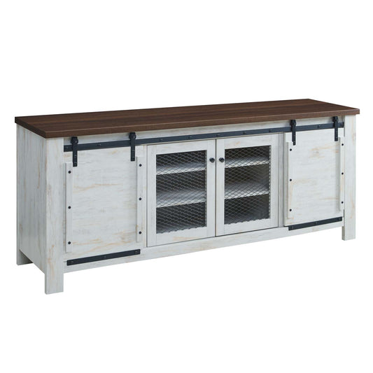 Modway Outlet Bennington 71" Rustic Sliding Door TV Stand by Modway  Living Room Furniture White - EEI-3490-WHI