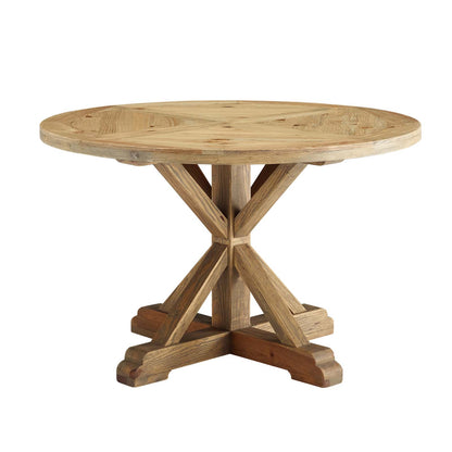 Modway - Stitch 47" Round Pine Wood Dining Table by Modway  Bar and Dining Bar and Dining Tables Brown - EEI-3492-BRN
