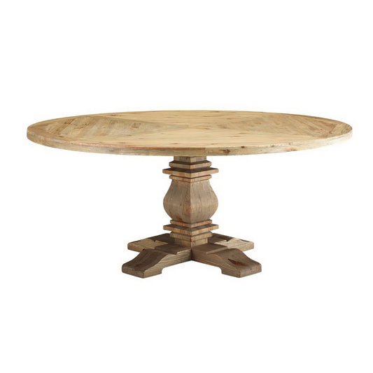 Modway - Column 71" Round Pine Wood Dining Table by Modway  Bar and Dining Bar and Dining Tables Brown - EEI-3495-BRN