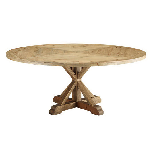Modway - Stitch 71" Round Pine Wood Dining Table by Modway  Bar and Dining Bar and Dining Tables Brown - EEI-3496-BRN
