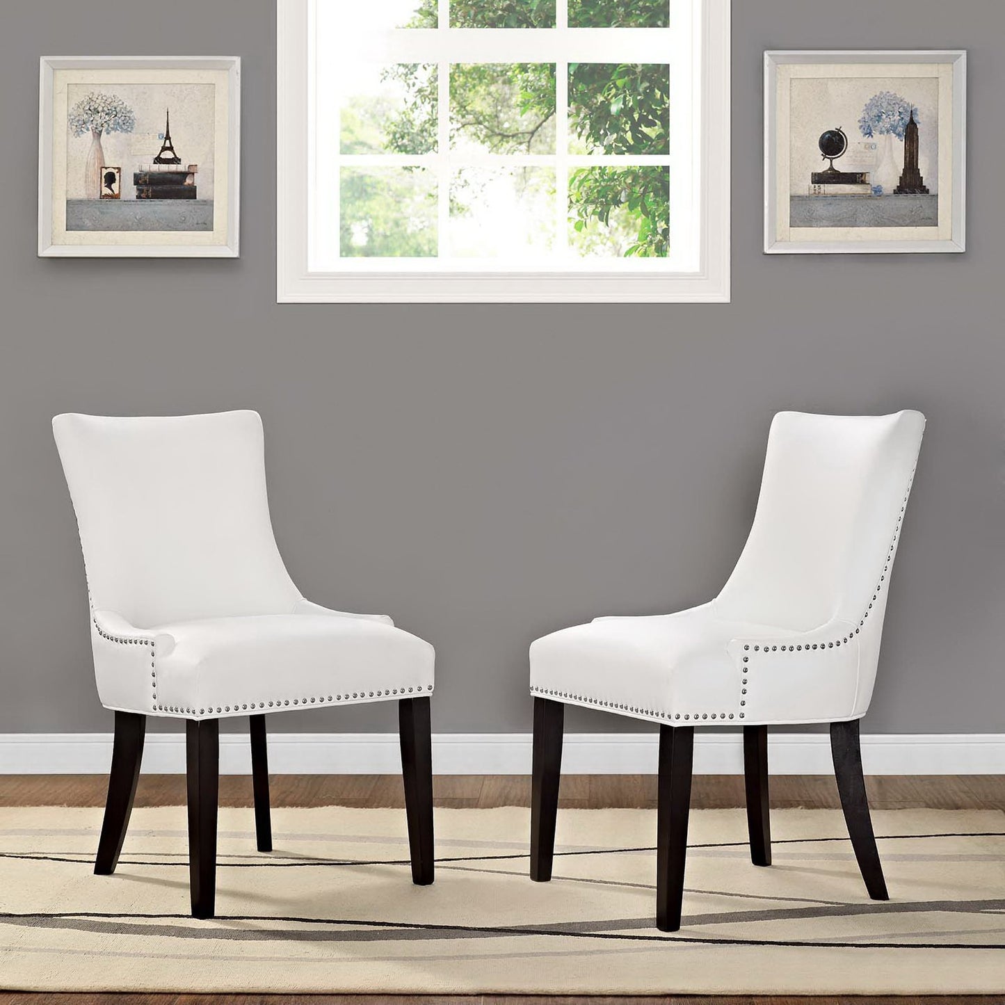 Modway - Marquis Faux Leather Dining Chair Set of 2 by Modway  Bar and Dining Dining Chairs White - EEI-3498-WHI