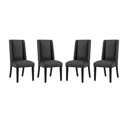 Modway - Baron Vinyl Dining Chair Set of 4 by Modway  Bar and Dining Dining Chairs Black - EEI-3502-BLK